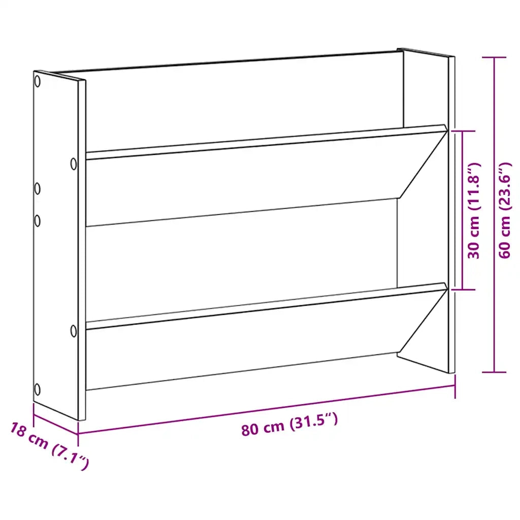 Scarpiera a Muro Rovere Artigianale 80x18x60 cm in Truciolato 856543
