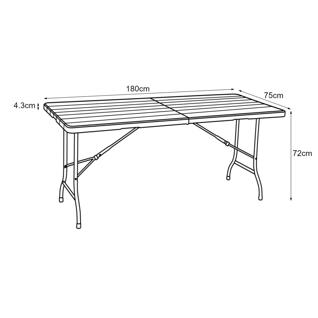 Tavolo da campeggio pieghevole 180 x 75 x 72 cm effetto legno marrone scuro 03_0010998