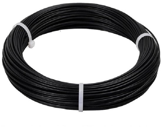 Cavo in acciaio 2mm con rivestimento PVC - 50m - RVS - Flessibile - Robusto - Per appendiabiti - Per mensole da foto - Per esterni - Per giardino - Basso - Cavo metallico