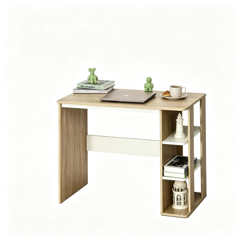 SCRIVANIA per ufficio 100x44x74 cm Bianco e Rovere Chiaro