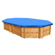 Copertura Invernale In Poliestere 90 Gr/m² Per Piscina Ottagonale Allungata 6,10 X 3,75 M Bordo In Legno Compreso