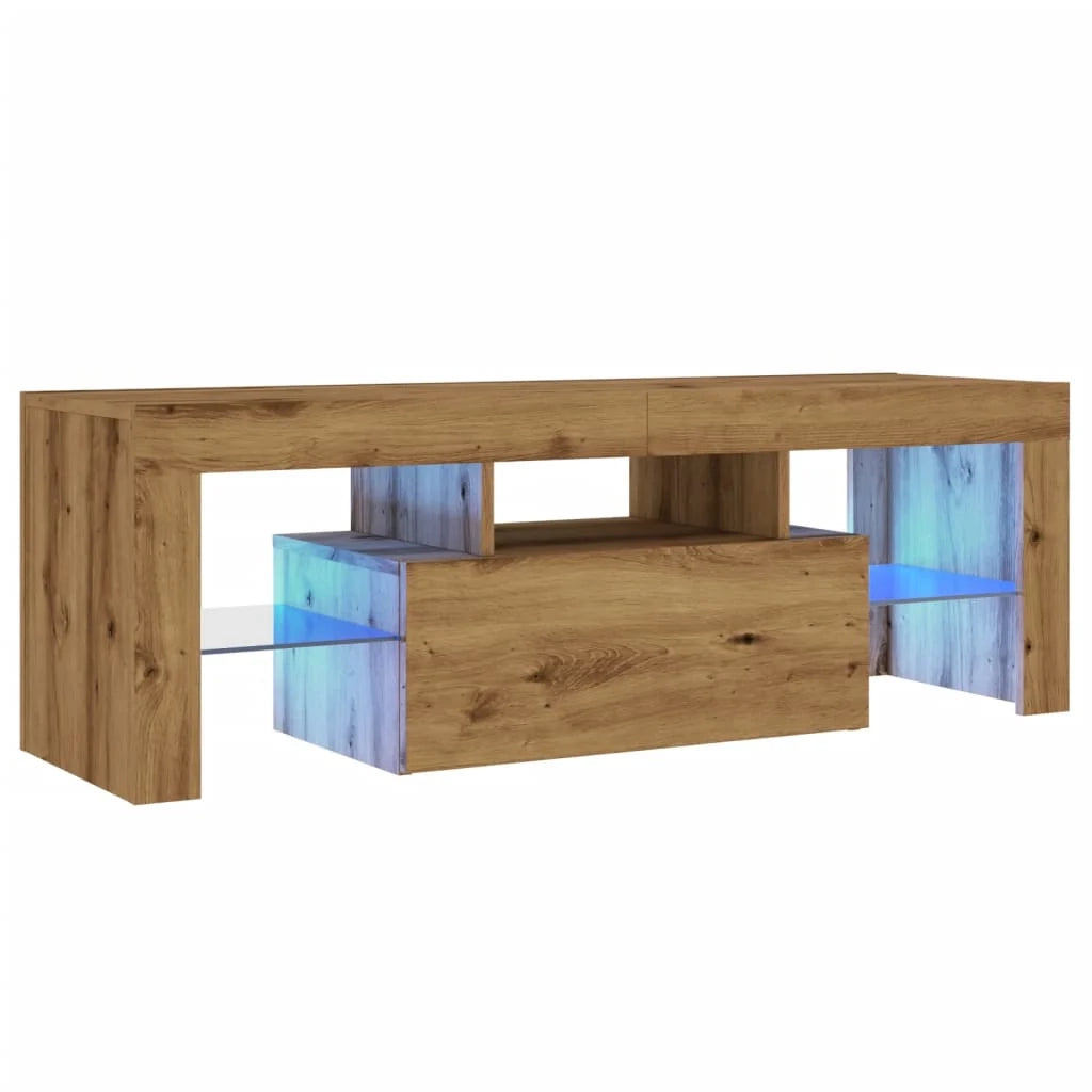 Mobile TV multimediale mensola per TV credenza mobile TV sala da pranzo soggiorno camera da letto con luci a LED rovere lavorato a mano legno marrone ingegnerizzato 02_0026710