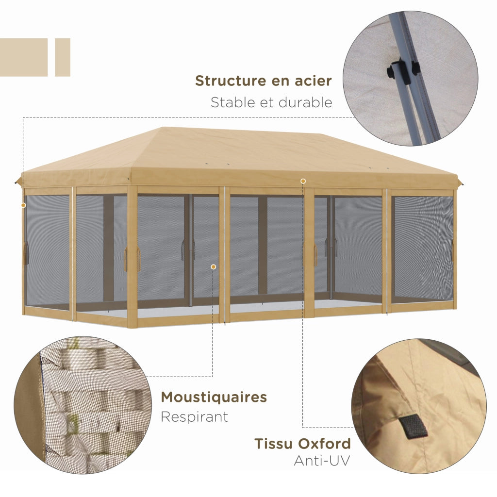Tonnelle Barnum Pliant Pop-up ¨C Zephmum ¨C Beige Nero 6x3m