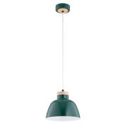 Lampada a sospensione loft verde metallo/legno E27 Lorien