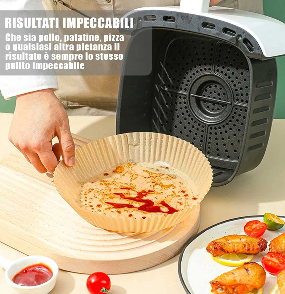 Akitaink Carta Friggitrice Aria 200 Fogli Rotondi 20 24cm
