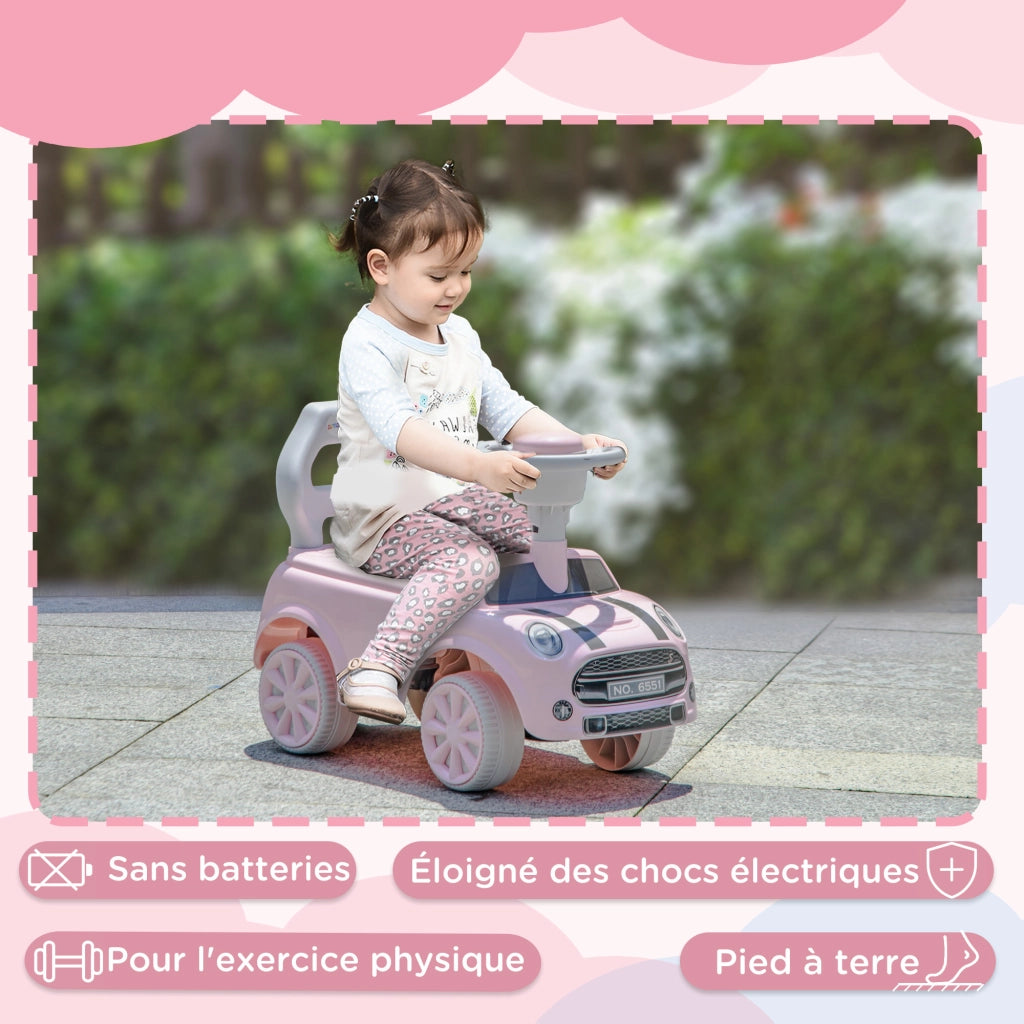 Auto Portagiochi con Volante e Clacson ¨C zephmum ¨C Rosa 53x25x35 cm