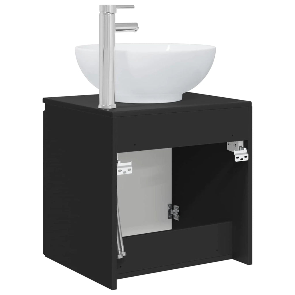 Mobile Lavabo da Parete Nero 49,5 x 44,5 x 65 cm
