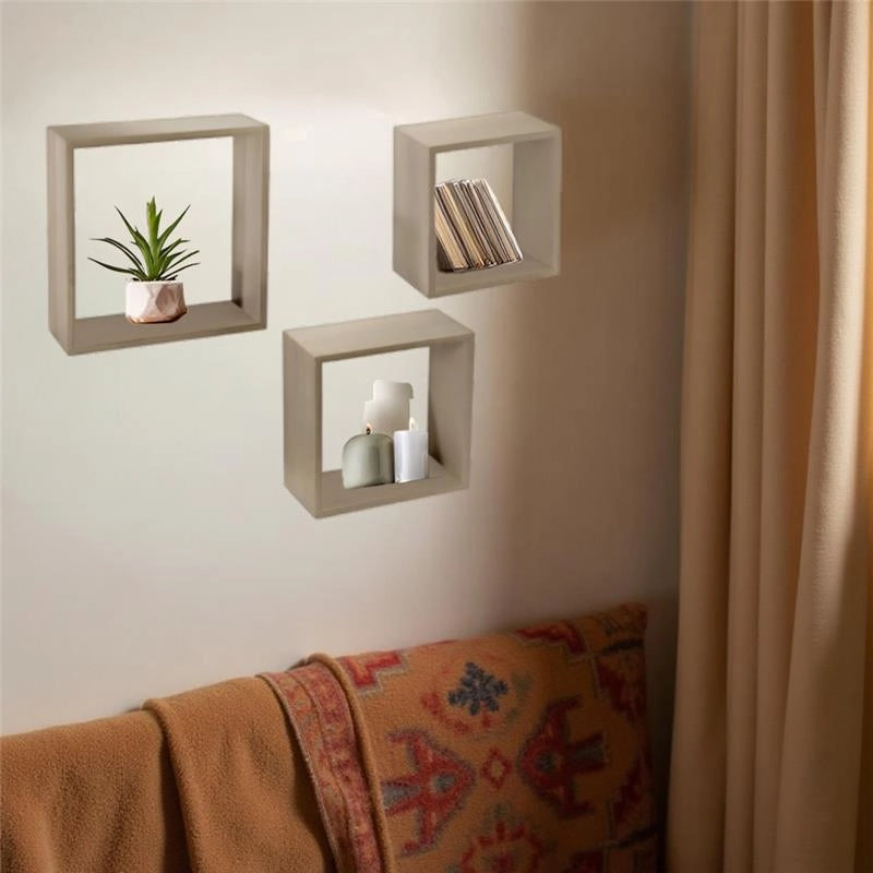 SET 3 PENSILI QUADRATI IN LEGNO DA PARETE IN TRE MISURE CON FINITURA ROVERE