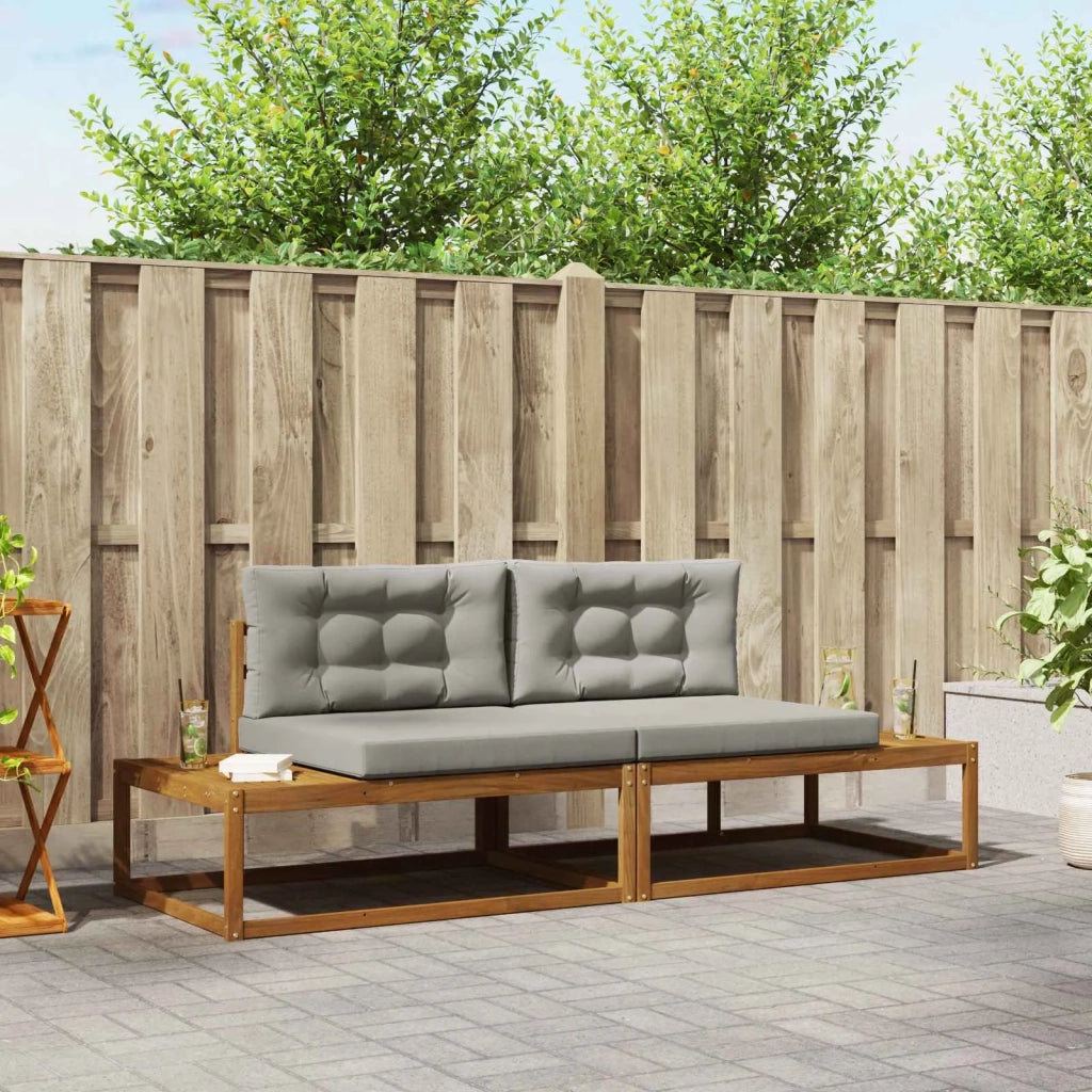 Set di divani da esterno-Sofa da giardino con cuscino Grigio Naturale e Chiaro 976902
