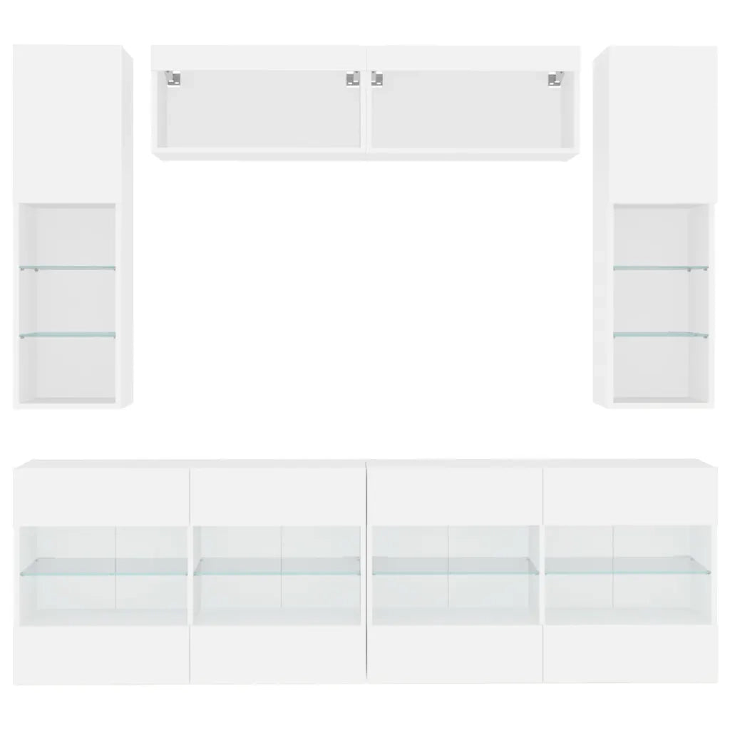 Set Mobili TV a Muro 6 pz con Luci LED Bianco 3216797
