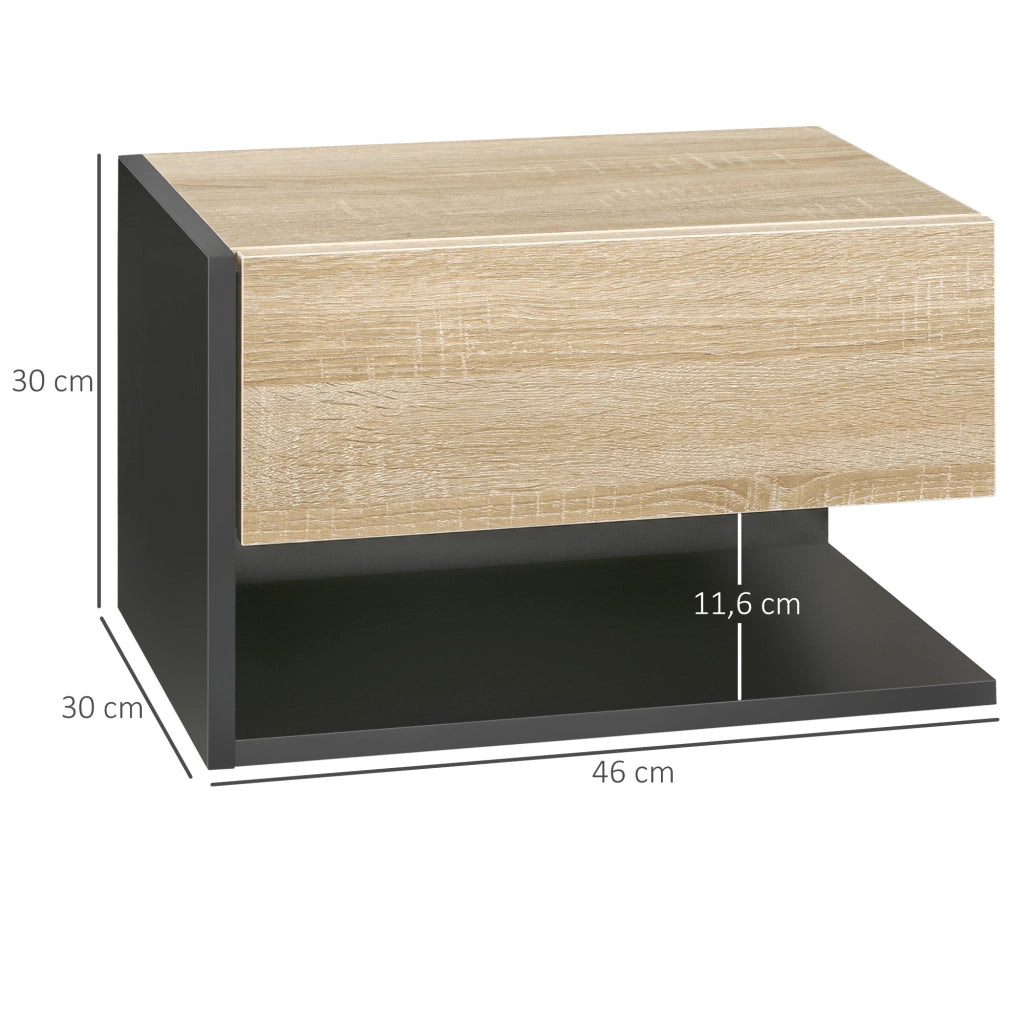 Tavolini da notte a muro ¨C zephmum ¨C Bicolore effetto quercia nero