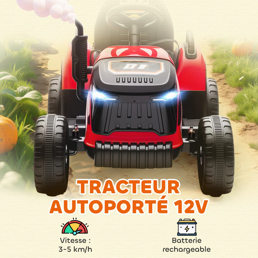 Tracteur elettrico bambini con rimorchio ¨C zephmum ¨C 139x58x55cm rosso