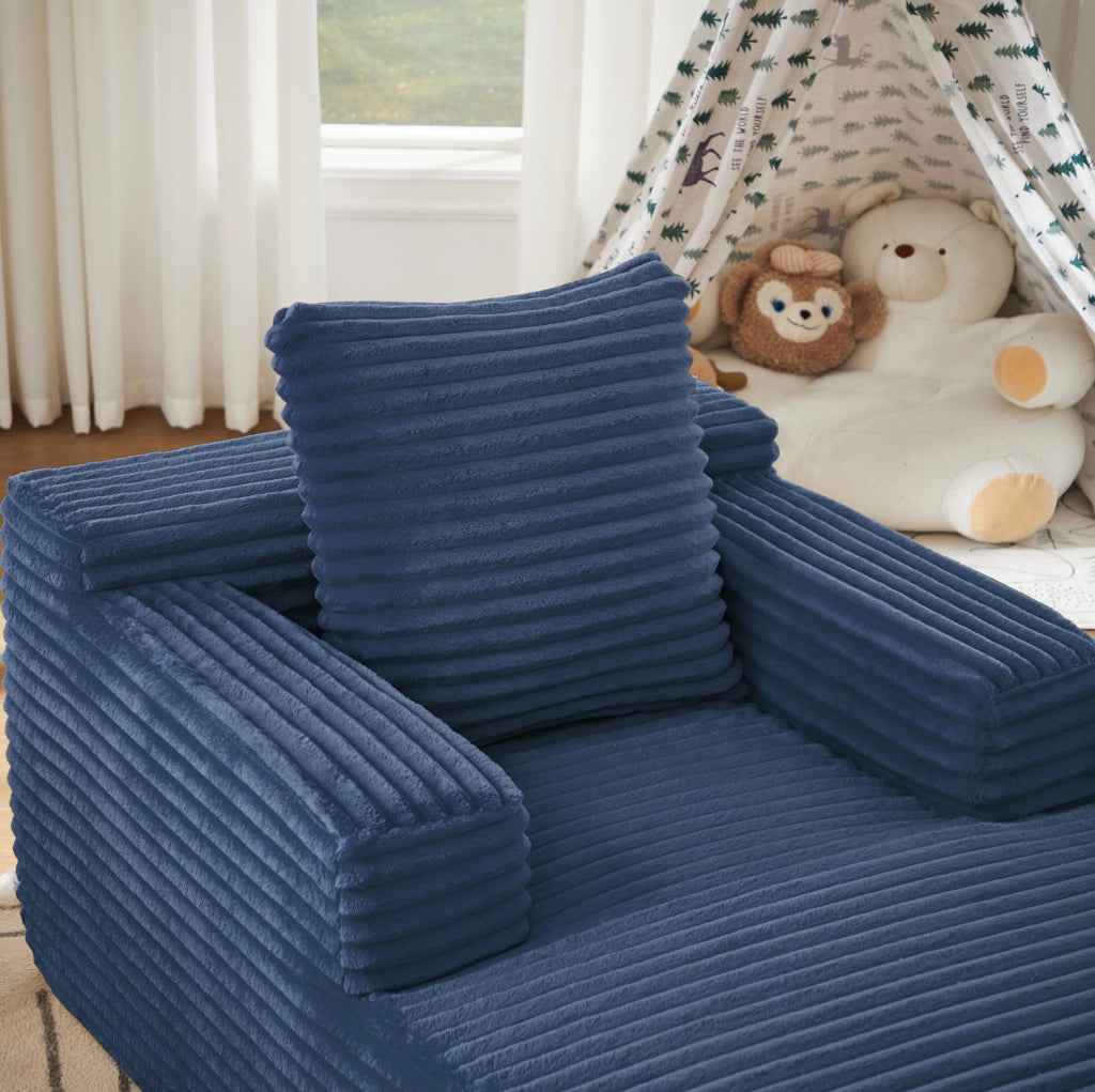 Chaise longue in velluto a coste blu senza montaggio
