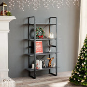 Libreria a 4 Ripiani Grigia 80x30x140 cm in Massello di Pino 806464