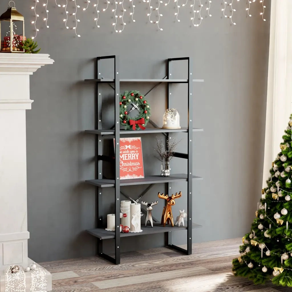 Libreria a 4 Ripiani Grigia 80x30x140 cm in Massello di Pino 806464