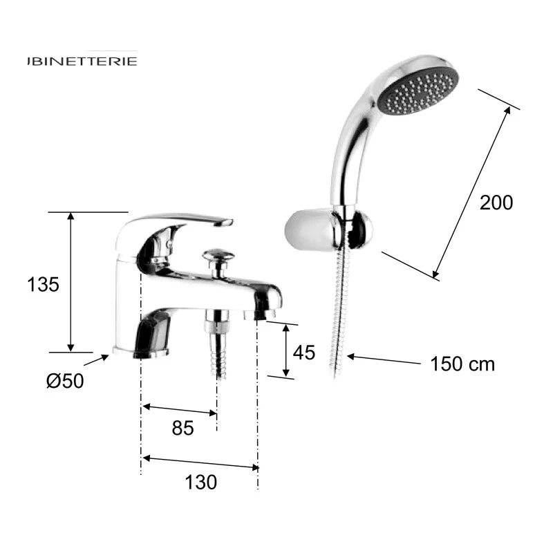 Rubinetto lavabo/vasca con deviatore integrato e kit doccia - serie project