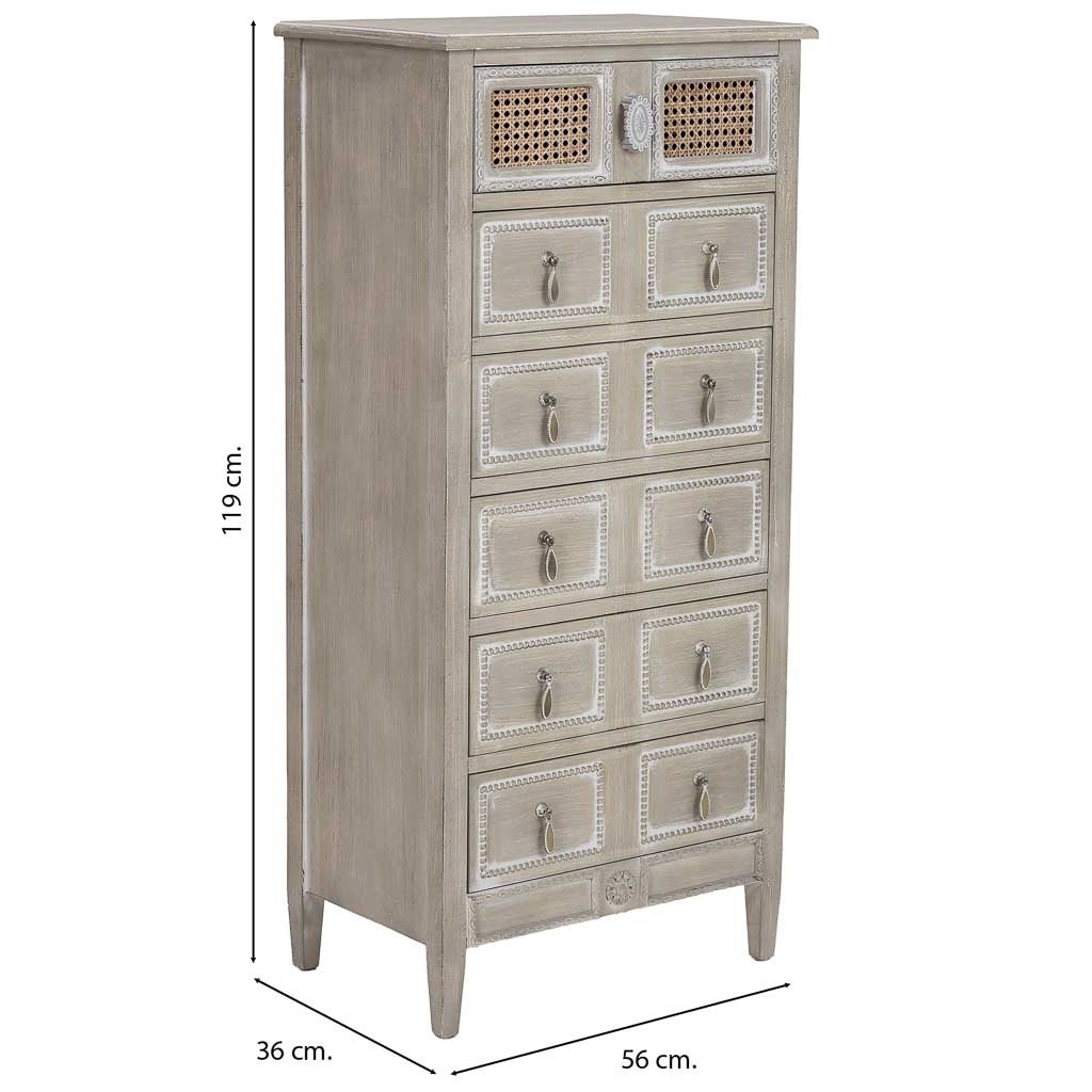 Cassettiera in legno verde 56x36x119h cm