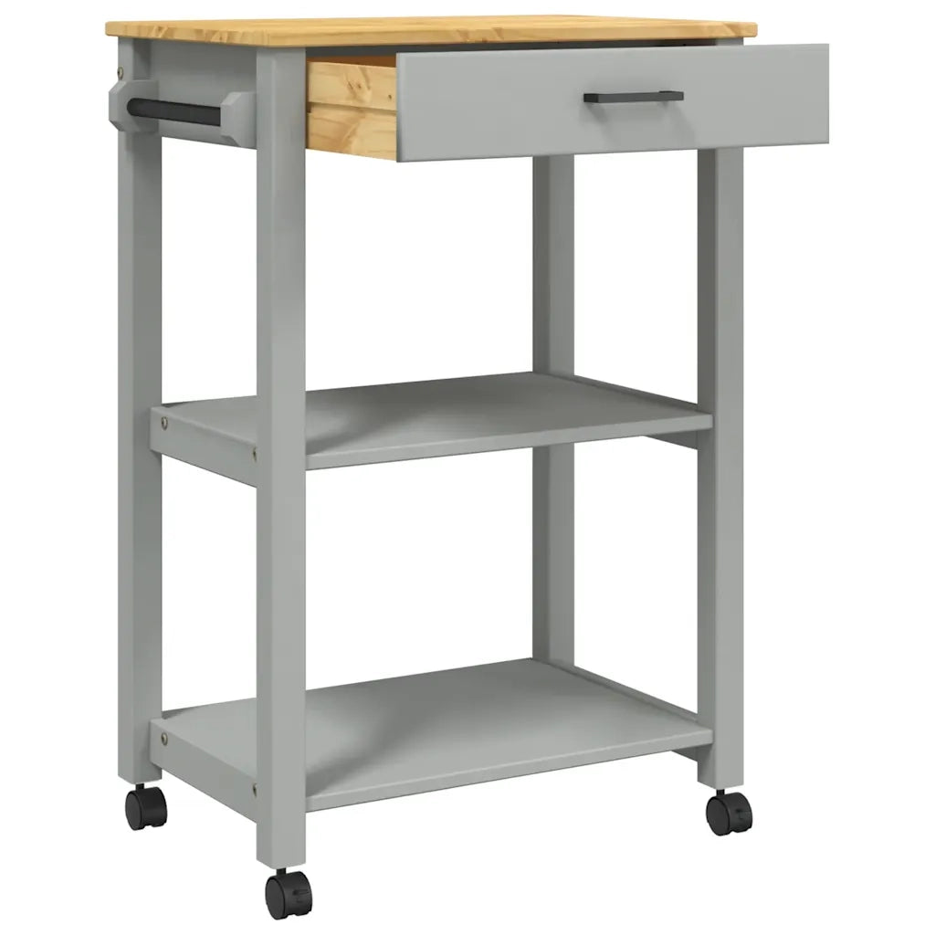 Carrello da Cucina MONZA 60x40x88,5 cm in Legno Massello di Pino 376095