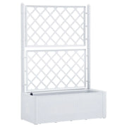 Fioriera rialzata per piante fiori giardino traliccio e sistema di irrigazione 142 cm bianco 02_0001204