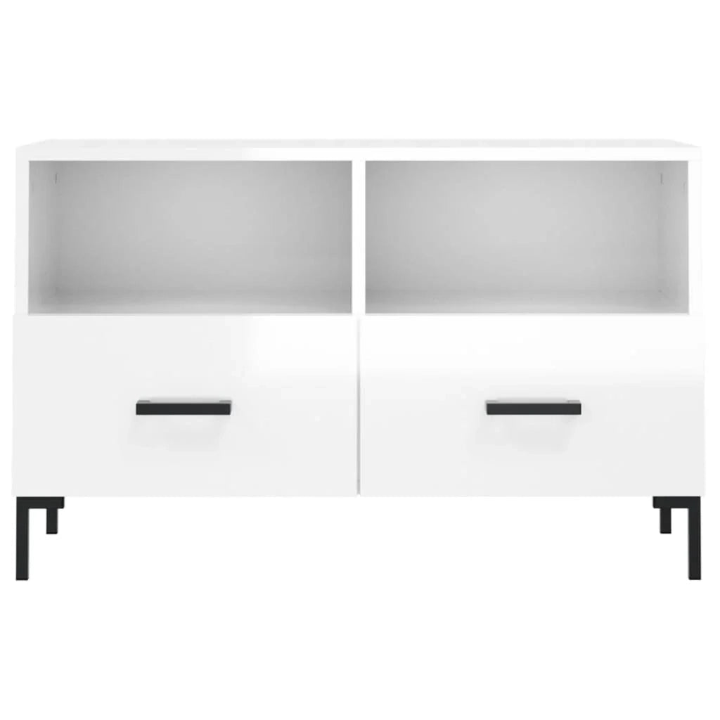 Mobile TV multimediale mensola TV credenza TV sala da pranzo soggiorno camera da letto finitura lucida 80 x 36 x 50 cm legno ingegnerizzato bianco 02_0027081