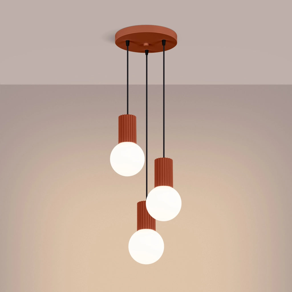 Sospensione Pure Lume SFERA tripla rossa sfere bianche 3xG9