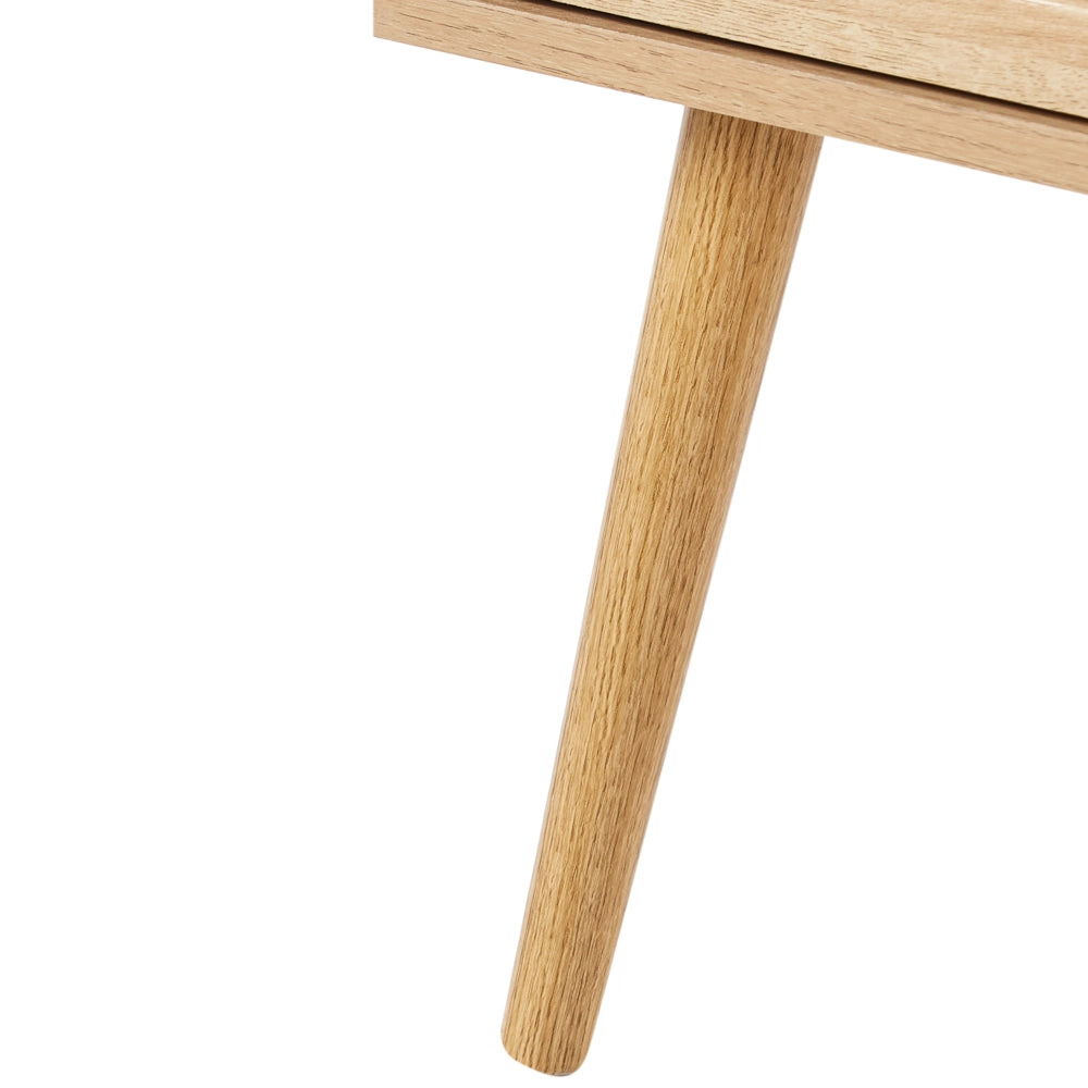 Comodino in legno chiaro con gambe in legno di pino 1 cassetto con ante in vetro Stile minimalista