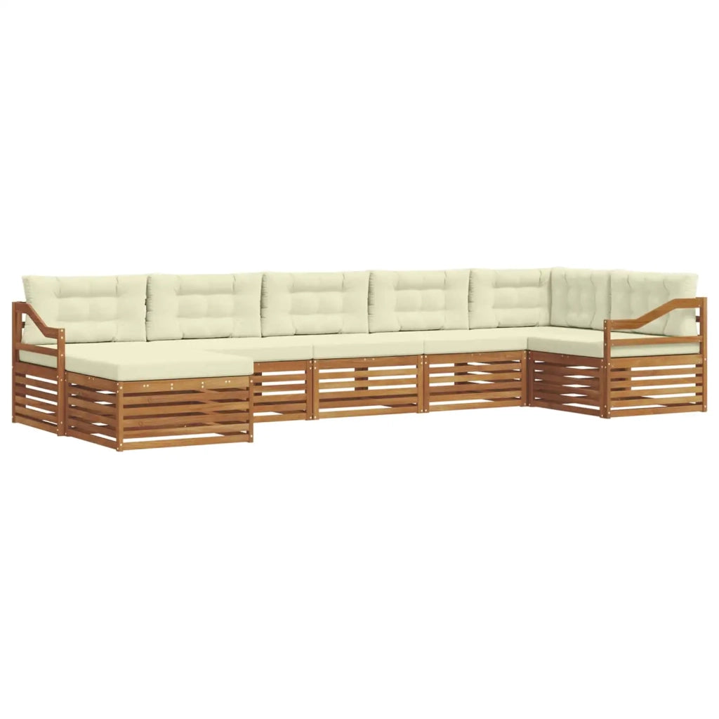 Set di divani da esterno con cuscino 7 pcs Naturale e Crema