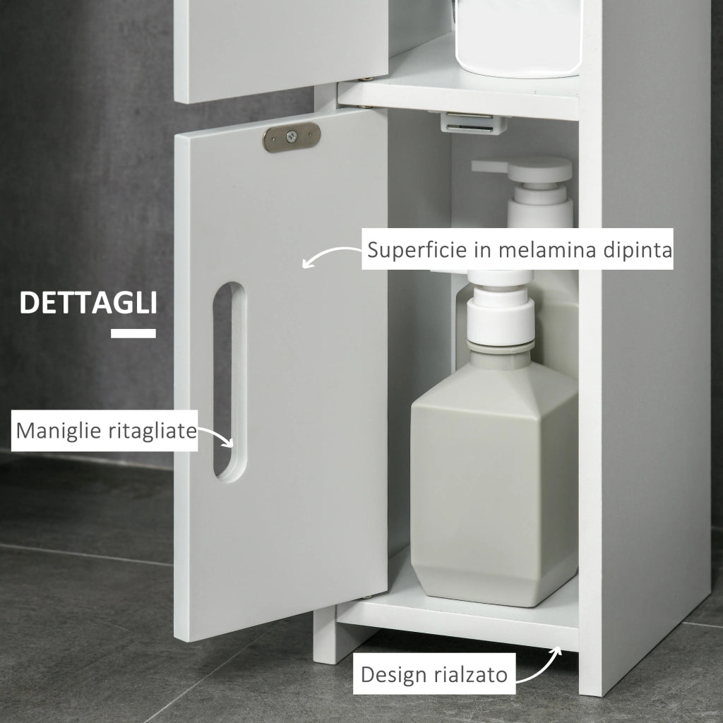EasyComfort Colonna Bagno con Mensole e Armadietti, Mobile Alto Salvaspazio in Legno 15x17x120cm, Bianco