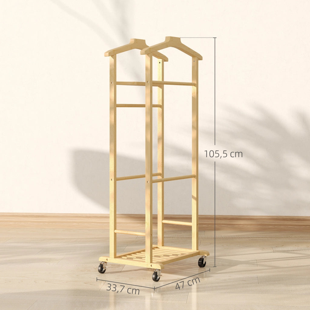 Armadio con appendiabiti e ruote ¨C zephmum ¨C bamboo 47x33,7x105,5 cm naturale