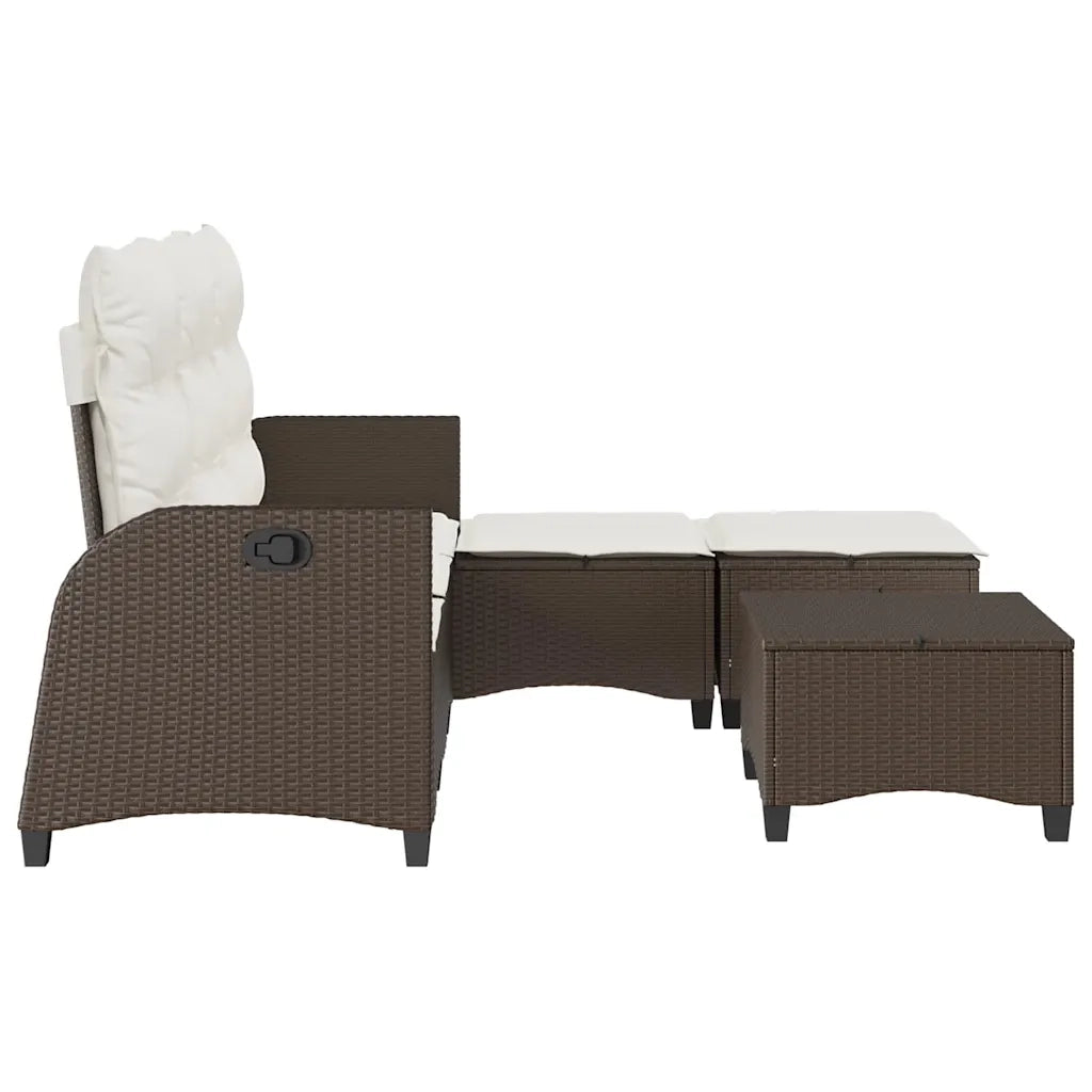 Set Divani da Giardino 3 pz con Cuscini a L Marrone Polyrattan