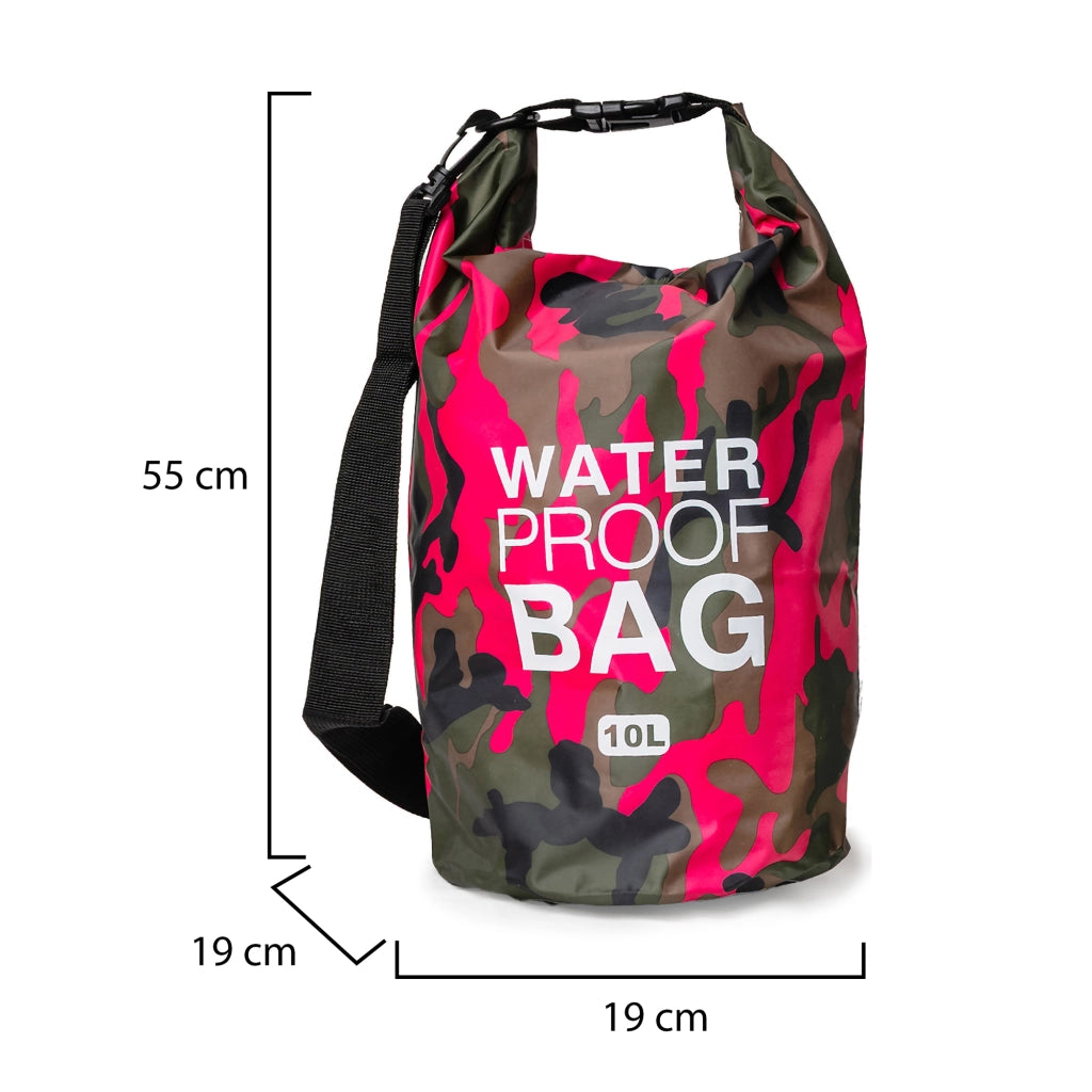 Senine, Borsa Impermeabile Capacità 10 lt, Rosa Mimetica Fuxia