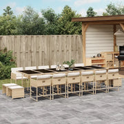 Set da Pranzo da Giardino 17 pz con Cuscini Beige in Polyrattan 3211366
