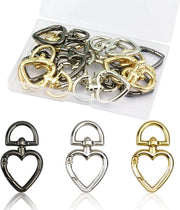 15 Set di Chiavi a forma di Cuore con Gancio a Carabiner Rotativo per Borse e Creazione di Collane Artigianali