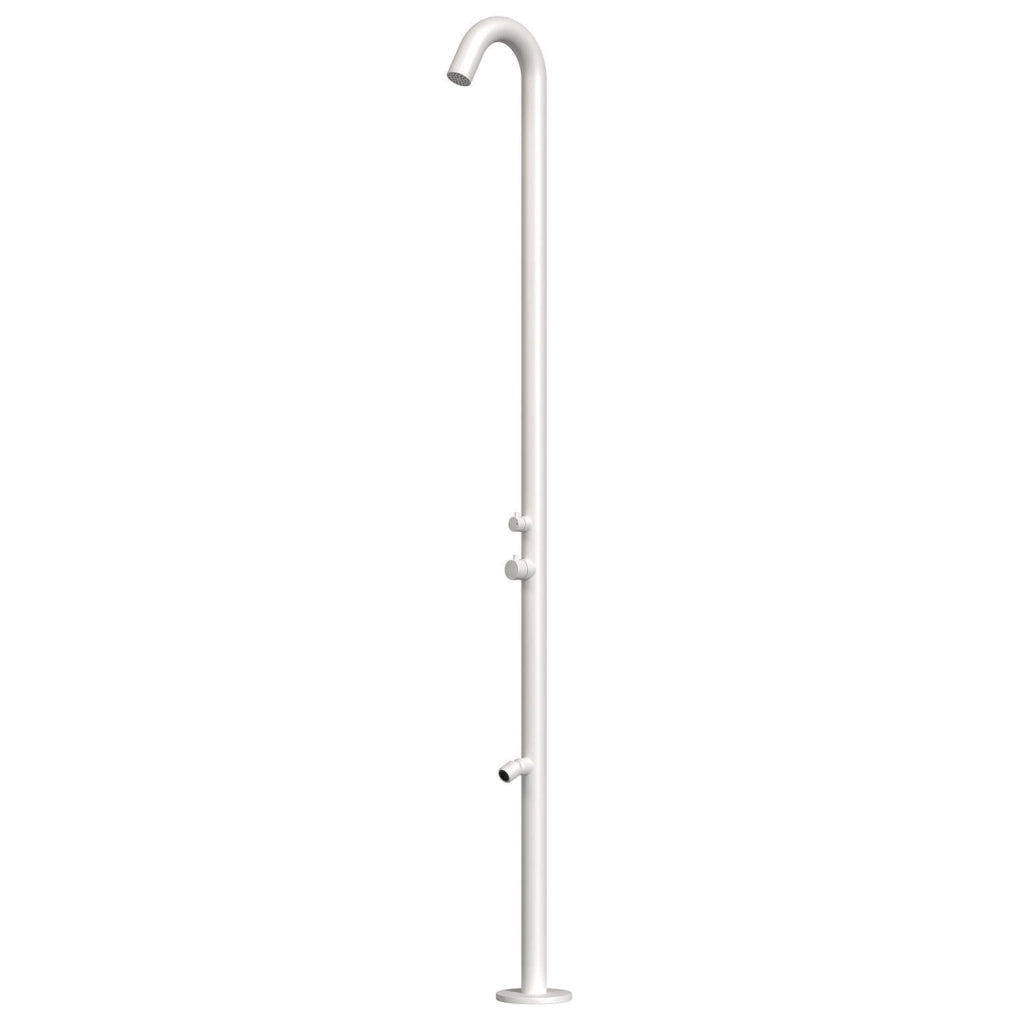 SINED Doccia Esterna Acciaio Inox 316L Nautico Bianco Miscelatore Caldo-Freddo e Lavapiedi Sistema C-BOX DOCCIA-QUARTU-BIANCA