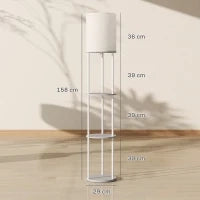 Lampada da Terra con Ripiani e Telecomando, 3 Temperature Colore, Grigio