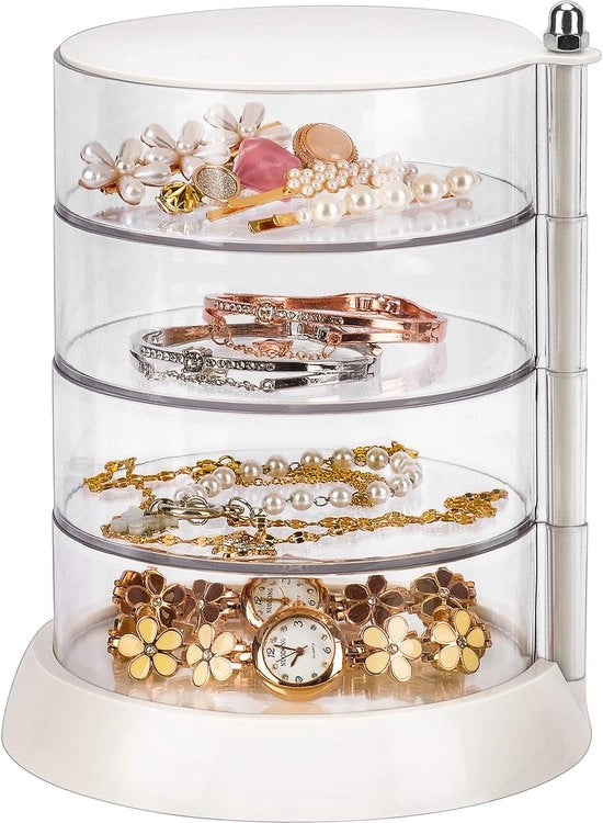 Organizzatore per accessori capelli, con 4 strati trasparenti in acrilico, per classificare la raccolta di elastici per capelli, accessori per capelli, bracciali e anelli