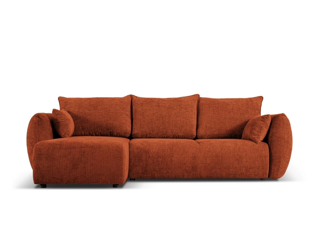 Cosmopolitan Design - Divano convertibile angolare sinistro con contenitore "Matera" 4 posti in ciniglia terracotta 
