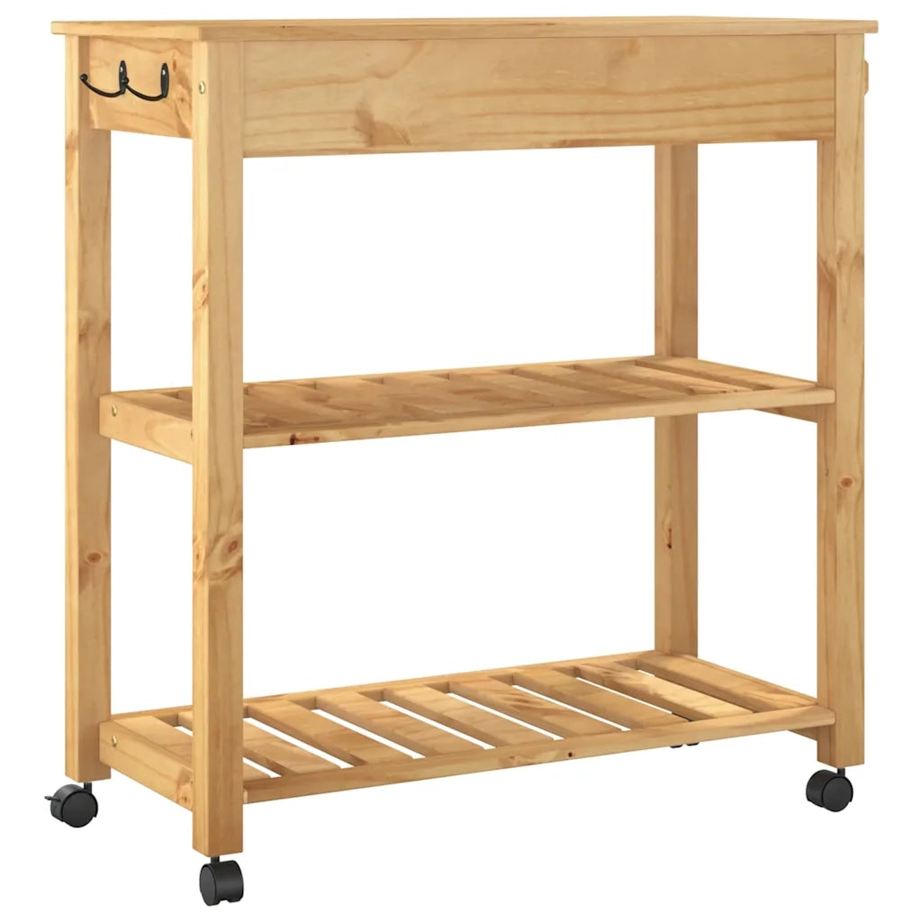 Carrello da Cucina-Scaffale per Cucina MONZA 84x40x88,5 cm in Legno Massello di Pino 426249