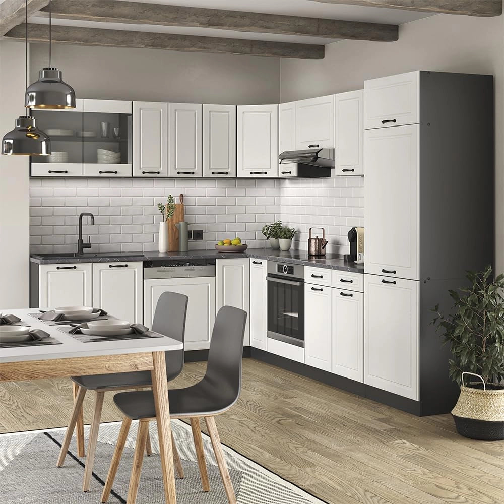 Frontale cucina R-Line, Bianco casa di campagna, 79.2 x 71.3 cm frontale del mobile per mobile sottolavello, adatto per armadi da cucina R-Line per un montaggio semplice