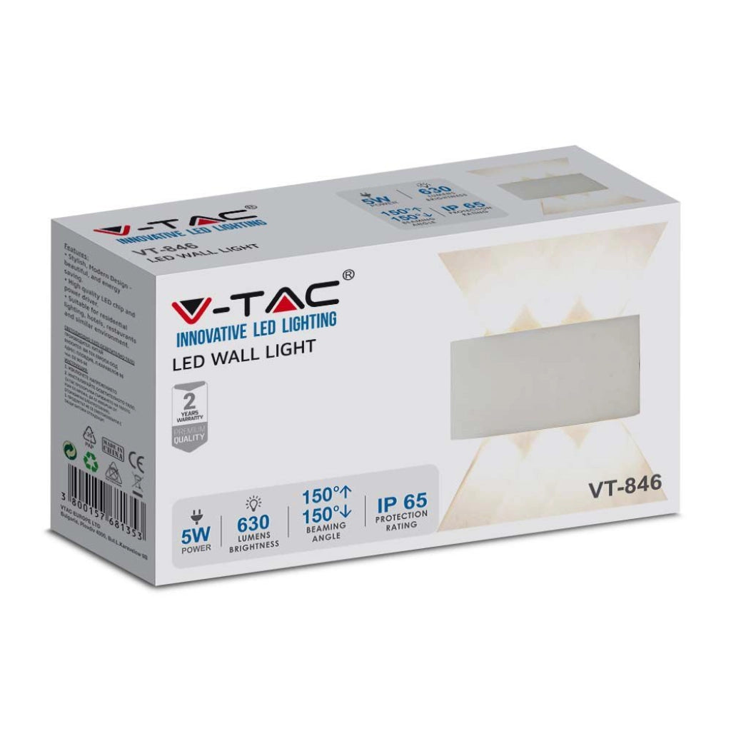 Lampada Led a muro da esterno 6W Wall Light Light Sand White IP54 4000K
