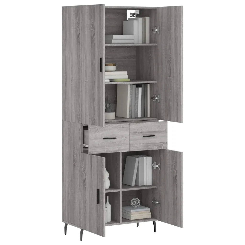 Credenza | Madia | Buffet da pranzo | Armadio da pranzo Grigio Sonoma 69,5x34x180 cm in Legno Multistrato