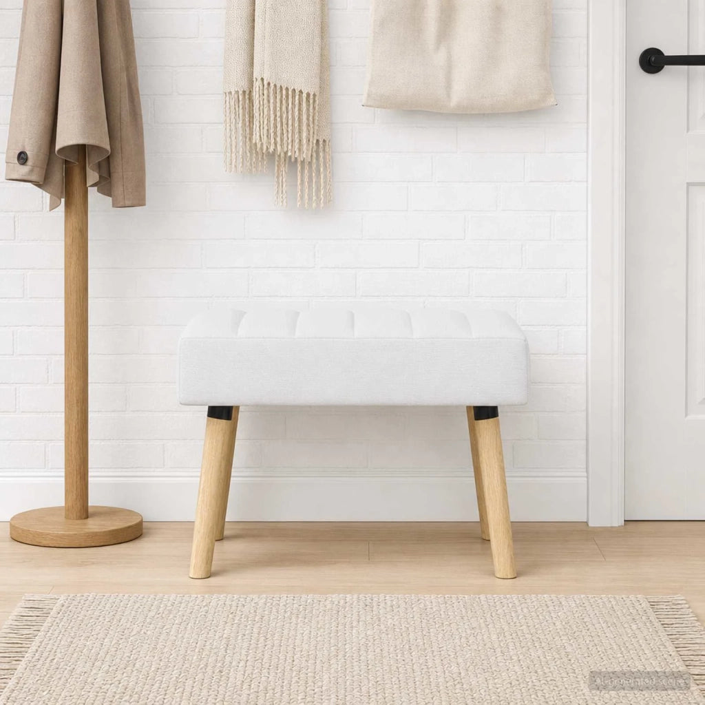 Panchina trapuntata a canale Bianco 60 x 40 x 45 cm Tessuto 42038470