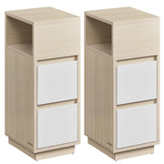 Comodini stretti set di 2 comodini con 2 cassetti e un vano aperto montaggio a sinistra o a destra per camera da letto beige 12_0007690