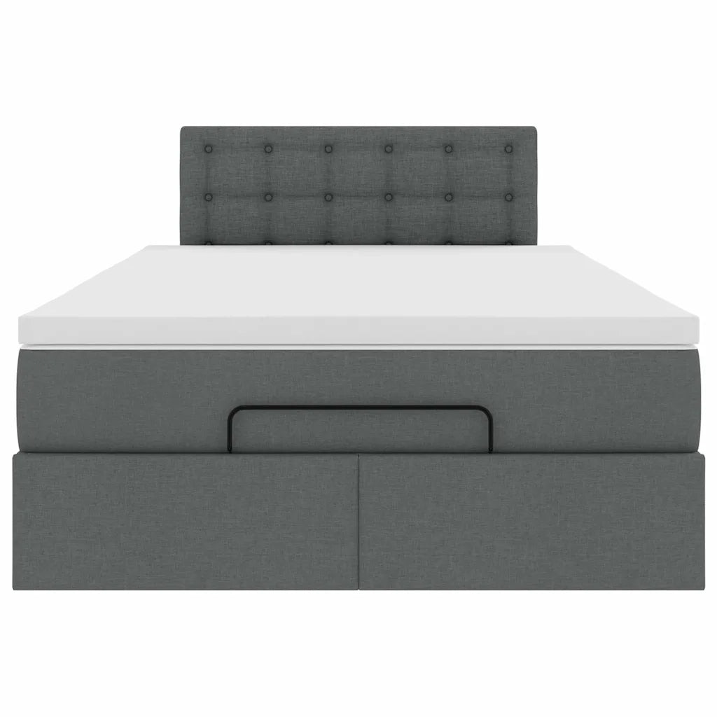 Pouf Letto con Materasso e LED Grigio Scuro 120x200 cm Tessuto 3312465