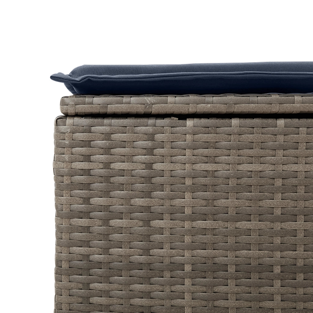 Sgabello Giardino con Cuscino Grigio 55x55x37 cm in Polyrattan 366154