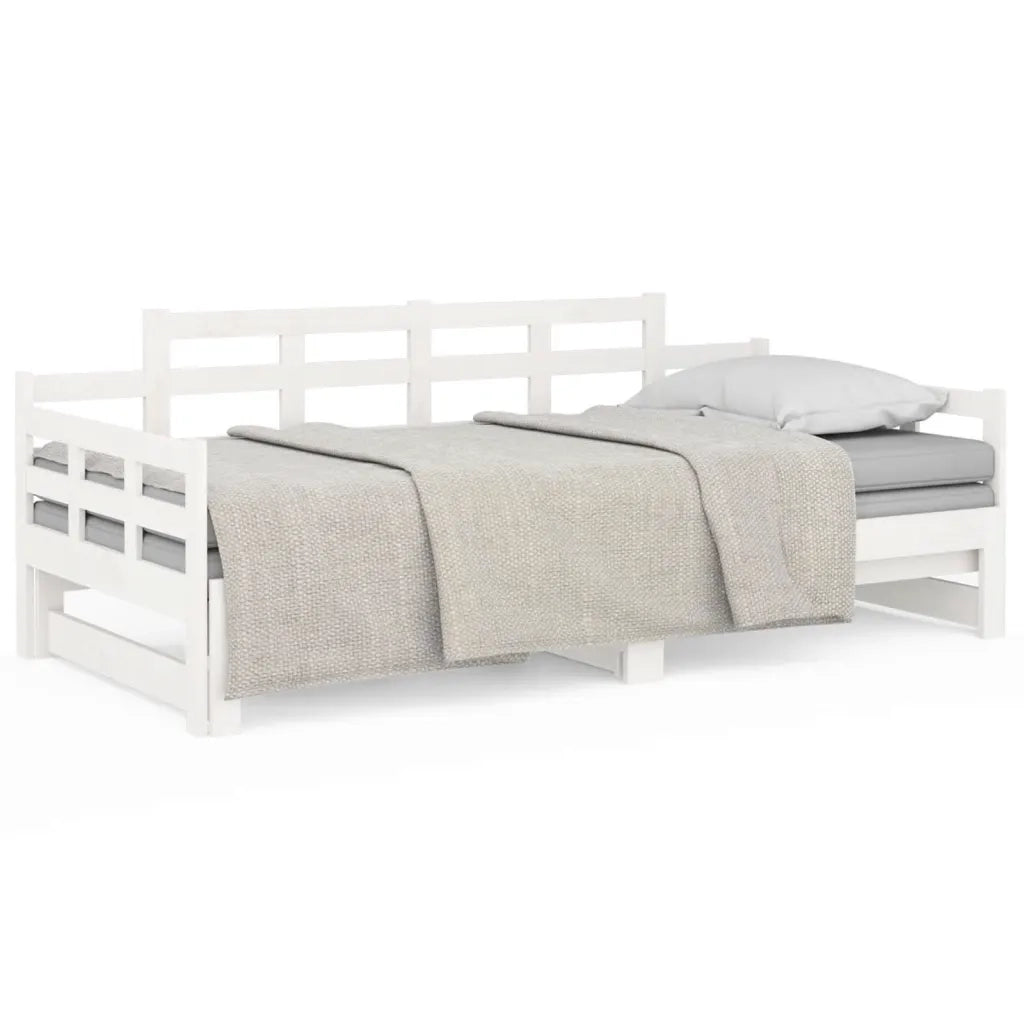Dormeuse Estraibile Bianca Legno Massello di Pino 2x(90x190) cm 820353