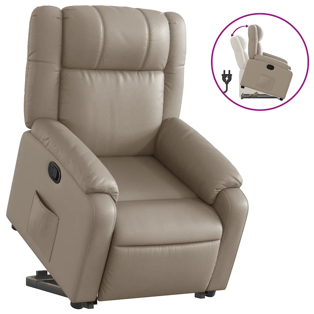 Poltrona Alzapersona Reclinabile Cappuccino in Similpelle 3205156