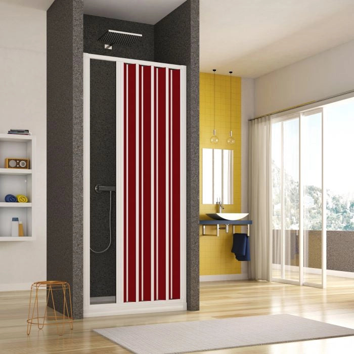 Box Doccia Nicchia in PVC - 1 lato Apertura Laterale a Soffietto Doghe Cieche Vari Colori - Misura: 150 x h185