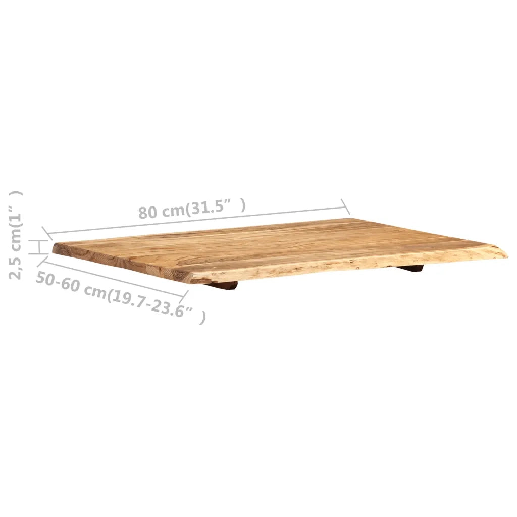 Piano del Tavolo in Legno Massello di Acacia 80x(50-60)x2,5 cm 286329