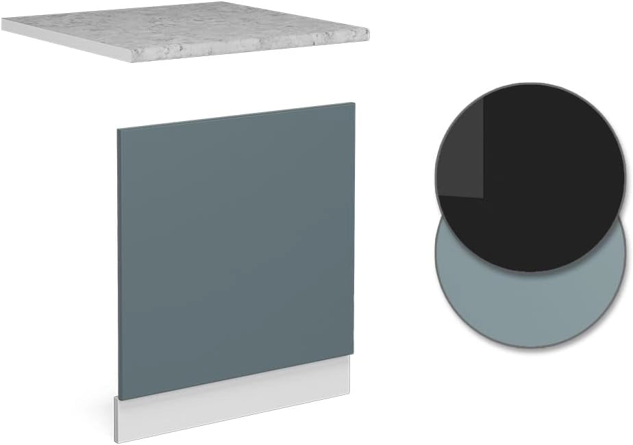 Pannello frontale R-Line, Grigio-blu, 60 cm, PL Marmo, per la libera combinazione all'interno di sistemi cucina modulari